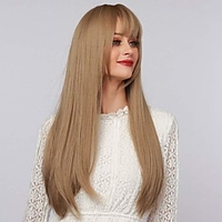 Long Straight Wig Synthetic Blonde Golden Nature Wigs with Bangs Ombre Brown Natural Headline Heat Resistant for White Women Party Cosplay Costume miniinthebox