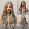 Long Wavy Gray Blonde Hair Wigs for Women Synthetic Curly Hair Wig Middle Parting miniinthebox