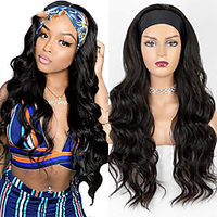 Long Wavy Headband Wig For Black Women No Replacement Body Wave Synthetic Headwraps Hair Wig 2020 New Fashion No Colored Headband miniinthebox