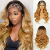 Long Wavy Headband Wig for Women Ombre Blonde Curly Synthetic Headband Wig Body Wave Heat Resistant Wig for Women for Daily Use 22inches miniinthebox