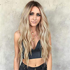 Long Wavy Ombre Brown to Blonde Wig for Women Middle Part Synthetic Wig Natural Roots Heat Resistant Fiber Wig for Daily Use(26Inch) miniinthebox