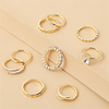 longrui cross-border hot-selling fashion diamond-studded joint ring cross simple hollow 9-piece ring simple set miniinthebox
