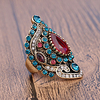 longrui cross-border new european and american retro gold-plated blue diamond ring with pink diamond ruby ring ring miniinthebox