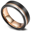 loop tungsten carbide wedding band 6mm rose gold line ring black and silver brushed comfort fit 11.5