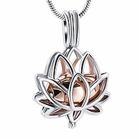 lotus flower cremation jewelry urn necklaces for ashes, creamation urn pendants keepsake memorial locket holder jewelry for human pet