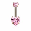 love belly button rings double heart zircon 14g 316l stainless steel navel ring cz belly rings piercing jewelry (pinkrose gold)