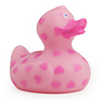 Love Heart Pattern Pink Mini Rubber Duck