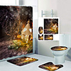 Love Pavilion Shower Curtain Floor Mat Digital Printing Four-piece Set Hooks Modern Polyester New Design