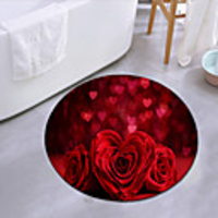 Love Roses Round Mat Carpet Door Mat Bedroom Living Room Carpet Study Room Carpet Kitchen Bathroom Anti-slip Mat