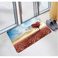 Love Tree Red Maple Leaf Digital Printing Floor Mat Modern Bath Mats Nonwoven / Memory Foam Novelty Bathroom
