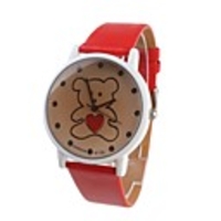 Lovely Bear Girl Women Watch Red Watchband A139