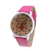 Lovely Bear Girl Women Watch Rose Red Watchband A139