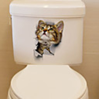 Lovely Cat Toilet Wall Stickers - Words amp;amp"es Wall Stickers Characters Study Room / Office / Dining Room / Kitchen
