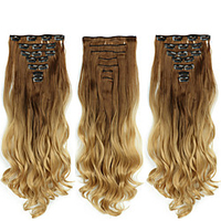 Lovepancy Hair 22inch Ombre Hair Long Curly Hair Extension 16 Clips High Tempreture Synthetic Hairpiece Clip In Hair Extensions miniinthebox