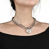 lover heart padlock necklace,  choker necklaces for women with lock and key,  metal padlock choker pendant 18in