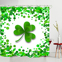 Loving Green Clover Digital Printing Shower Curtain Shower Curtains Hooks Modern Polyester New Design