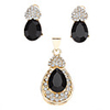 Loving Heart Black Onyx Fully-Jewelled Earring and Pendant Jewelry Set