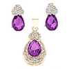 Loving Heart Blue Onyx Fully-Jewelled Earring and Pendant Jewelry Set