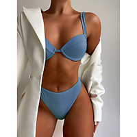 luan guo new hard cup bikini european and american high waist solid color swimwear aliexpress amazon cross-border swimwear 76606 miniinthebox