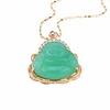 luck happy green jade buddha pendant aaa cz laughing buddha statue necklace pendant (18k gold plated)