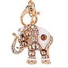 lucky elephant colorful opal rhinestone plating women car/bag keychain purse charm - gold