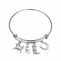 lucky horse charm bracelet gift for women girls 26 initial charm horse bangle bracelet horse lover gifts (g)