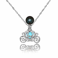 luminous hollow pumpkin carriage necklaces amp; pendants for women glowing chain necklace dropshipping gifts (azure)