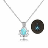 luminous lotus pendant necklace,  hollow flower lockets necklace (azure)