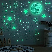 Luminous Stars Wall Stickers glow in the dark stars and moon wall decals, wall stickers for kids nursery bedroom room miniinthebox