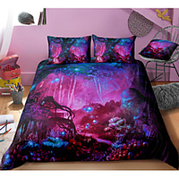 Luminous Tree Print 3-Piece Duvet Cover Set Hotel Bedding Sets Comforter Cover with Soft Lightweight Microfiber For Holiday Decoration(Include 1 Duvet Cover and 1or 2 Pillowcases)