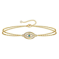 lureme Gold Bracelets for Women Dainty 14K Gold Plated Layered Bracelet Beads Chain Bracelet Ppaperclip Evil Eye Heart Turtle Circles Charms miniinthebox