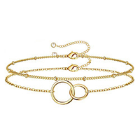 lureme Gold Bracelets for Women Dainty 14K Gold Plated Layered Bracelet Beads Chain Bracelet Ppaperclip Evil Eye Heart Turtle Circles Charms miniinthebox