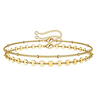 lureme Gold Bracelets for Women Dainty 14K Gold Plated Layered Bracelet Beads Chain Bracelet Ppaperclip Evil Eye Heart Turtle Circles Charms miniinthebox
