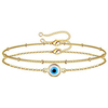 lureme Gold Bracelets for Women Dainty 14K Gold Plated Layered Bracelet Beads Chain Bracelet Ppaperclip Evil Eye Heart Turtle Circles Charms miniinthebox