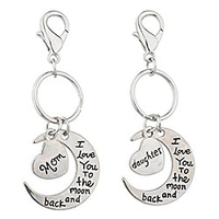lux accessories silvertone mom n daughter i love you to the moon n back keychain