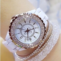 Luxury Crystal Wristwatches Women White Ceramic Ladies Watch Quartz Fashion Women Watches Ladies Wrist watches for Female miniinthebox