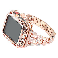 Luxury Diamond Metal Case Stainless Steel Band Set For Apple Watch Series 6/SE/5/4/3/2/1 Replacement Strap For iWatch 38/40/42/44mm