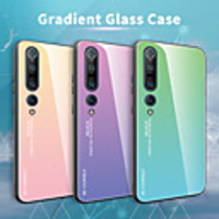 Luxury Gradient Tempered Glass Phone Case For Xiaomi Mi 10 Mi CC9 Pro Mi 9T Pro Mi 9 SE CC9e Mi Note 10 Shockproof Back Cover Soft TPU Silicone Edge Protection