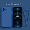 Luxury Liquid Silicone Case For iPhone 12 Mini Pro Max 11 Protector Case For iPhone XS MAX XR X 7 8 PLUS SE2 2020 Cover With Strap