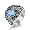 luxury stainless steel crystal rings for men engraved high school flying eagle size 9