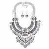 lzhlq fashion bib necklace for girl bohemian coin statement necklace and earrings punk ethnic style jewelry set for women