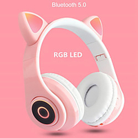 M08 Cat Ear Over-ear Headphones Bluetooth 5.0 Wireless Headphones Hifi Music Bass Stereo Headphones LED Light Mobile Phone Girl Daughter PC Headphones