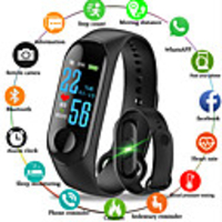 M3 Smart Wristband BT Fitness Tracker Support Notify/ Heart Rate Monitor Waterproof Sport Bluetooth Smartwatch Compatible IOS/Android Phones