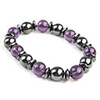 Magetic Bracelet with Purple and Black Round Beads