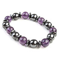 Magetic Bracelet with Purple and Black Round Beads