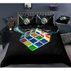 Magic Cube Print 3-Piece Duvet Cover Set Hotel Bedding Sets Comforter Cover with Soft Lightweight Microfiber,  Include 1 Duvet Cover,  2 Pillowcases for Double/Queen/King(1 Pillowcase for Twin/Single)