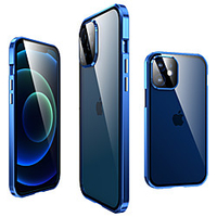Magnetic Adsorption Case For iPhone 13 12 11 Pro Max XS XR Max 7 8 PLUS Front and Back Tempered Glass Full Screen Coverage Metal Frame Clear Cover Bumper with Camera Lens Protector miniinthebox