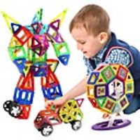 Magnetic Blocks Magnetic Tiles Building Blocks Building Bricks 218 pcs People Vehicles Transformable Building Toys Boys