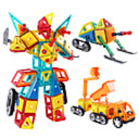 Magnetic Blocks Magnetic Tiles Building Blocks Building Bricks 60 pcs Vehicles Car Transformable Vintage Style Building Toys Boys