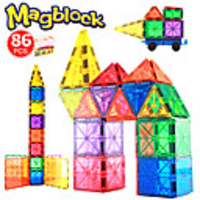 Magnetic Blocks Magnetic Tiles Building Bricks 86 pcs Creative Geometric Pattern Color Gradient Building Toys All Boys